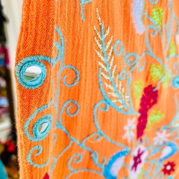 Z&L Europe beach boho shorts M orange embroidered - Picture 6 of 8